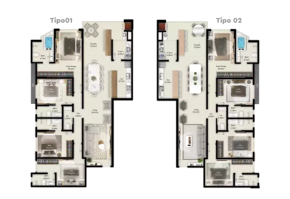 planta Tipo 01 e Tipo 02